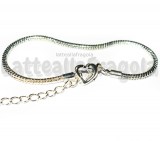 Base Bracciale Gancio Cuore in rame silver plated 18cm