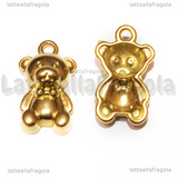 Ciondolo Orsetto in Acciaio Inox Dorato 22x13.5x6.5mm