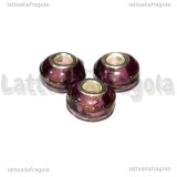Perla in Lampwork Ametista righe Oro Metallizzato 14x10mm