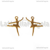 Ciondolo Ballerina in Acciaio Inox Dorato 17.5x13mm