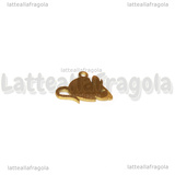 Ciondolo Topo in Acciaio Inox Dorato 10x13mm