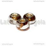 Perla in Lampwork Miele ghirigori argento foro largo 15x10mm