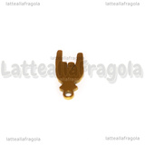 Ciondolo Mano con le Corna in Acciaio Inox Dorato 16x7mm