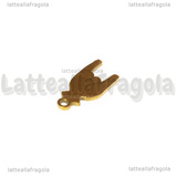 Ciondolo Mano con le Corna in Acciaio Inox Dorato 16x7mm