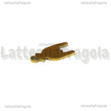 Ciondolo Mano con le Corna in Acciaio Inox Dorato 16x7mm