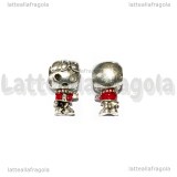 Ron 3D foro largo in metallo argento antico 12x8mm