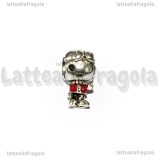 Ron 3D foro largo in metallo argento antico 12x8mm