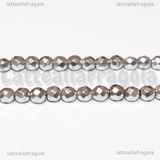 Perle Sfaccettate in Ematite Argentata non magnetica Grado A 4mm filo 40cm