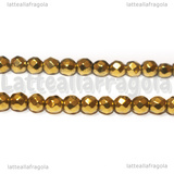 Perle Sfaccettate in Ematite Dorata non magnetica Grado A 4mm filo 40cm