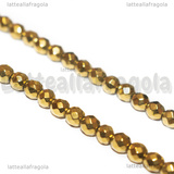 Perle Sfaccettate in Ematite Dorata non magnetica Grado A 4mm filo 40cm