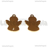 Ciondolo Angelo con strass in Acciaio Inox Dorato 12x15mm