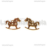 Ciondolo Cavallo a Dondolo in Acciaio Inox Dorato 14x13.5mm