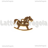Ciondolo Cavallo a Dondolo in Acciaio Inox Dorato 14x13.5mm