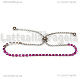 Bracciale Tennis In Acciaio Inox con Strass Rosa
