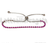 Bracciale Tennis In Acciaio Inox con Strass Rosa