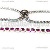 Bracciale Tennis In Acciaio Inox con Strass Rosa