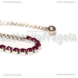 Bracciale Tennis In Acciaio Inox con Strass Rosa