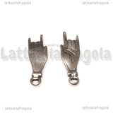 Ciondolo Mano con le Corna 3D in Acciaio Inox 21x7x3mm