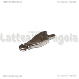 Ciondolo Mano con le Corna 3D in Acciaio Inox 21x7mm