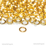 50 Anellini apribili in Acciaio Gold Plated 5x1mm
