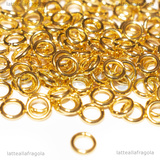 50 Anellini apribili in Acciaio Gold Plated 5x1mm