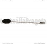 Spilla in metallo argentato con piattello 15mm