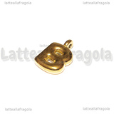 Ciondolo Lettera B 3D in Acciaio Inox Dorato 19.5x13mm