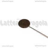 Spilla in metallo argentato con piattello 15mm