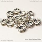 Rondella in rame Silver plated con strass cristal 6x3mm