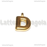 Ciondolo Lettera D 3D in Acciaio Inox Dorato placcato oro 18K 20x13x4mm
