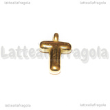 Ciondolo Lettera T 3D in Acciaio Inox Dorato placcato oro 18K 20x13x4mm