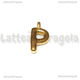 Ciondolo Lettera P 3D in Acciaio Inox Dorato placcato oro 18K 19.5x10.5x4mm