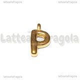 Ciondolo Lettera P 3D in Acciaio Inox Dorato placcato oro 18K 19.5x10.5x4mm