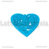 Cuore filigrana in legno colorato azzurro 45x44mm