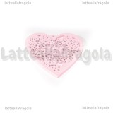 Cuore filigrana in legno colorato rosa 45x44mm