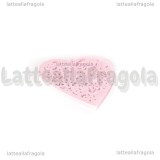 Cuore filigrana in legno colorato rosa 45x44mm
