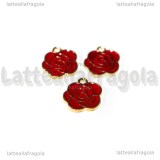 Charm Rosa in metallo dorato smaltato 15.5x14.5mm
