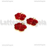 Charm Rosa in metallo dorato smaltato 15.5x14.5mm