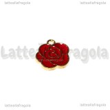 Charm Rosa in metallo dorato smaltato 15.5x14.5mm