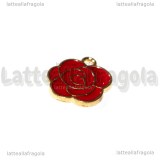 Charm Rosa in metallo dorato smaltato 15.5x14.5mm