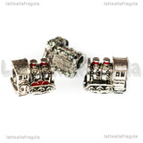 Treno di Harry Potter 3D foro largo in metallo argento antico 14x11mm