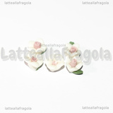 5 Fiori in Porcellana Cabochon 8-9x8-8.5x3.5-4mm