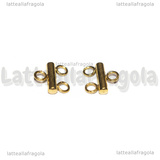 Coppia Connettori in Acciaio Inox dorato per doppio filo 10x9mm