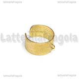 Base Anello regolabile in Acciaio Inox Dorato puntinato con anellino per charms