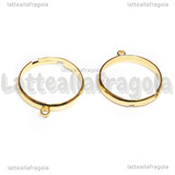 Base Anello regolabile in Acciaio Inox Dorato con anellino per charms
