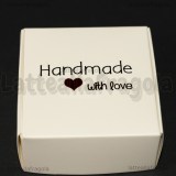 Scatola in Cartone Bianco Fantasia Handmade with love 5.5x5.5x2.5cm
