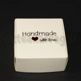 Scatola in Cartone Bianco Fantasia Handmade with love 5.5x5.5x2.5cm