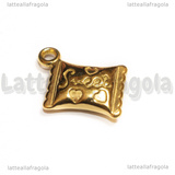 Ciondolo Caramella 3D in Acciaio Inox Dorato 20x16.5x4.5mm