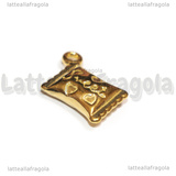 Ciondolo Caramella 3D in Acciaio Inox Dorato 20x16.5x4.5mm