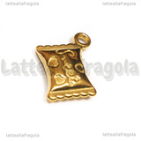 Ciondolo Caramella 3D in Acciaio Inox Dorato 20x16.5x4.5mm